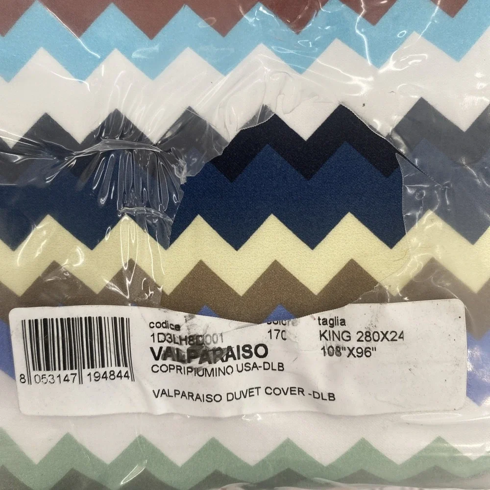 Missoni Duvet Cover KING Valparaiso Multicolor Chevron Zig Zag Italian Quality